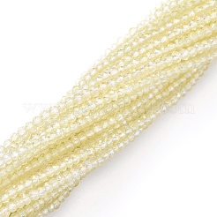 電気メッキガラスビーズセット  フル虹メッキ  多面カット  ロンデル  シャンパンイエロー  2x1.5mm  穴：0.6mm  約208~220個/連  34~36cm&nbsp;EGLA-F149-FR-06