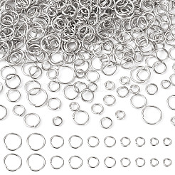 2000個 5スタイル 304ステンレススチールオープン丸カン  ラウンド  ステンレス鋼色  18ゲージ  5~10x1mm  内径：3~8mm  400個/スタイル&nbsp;STAS-TA0003-06