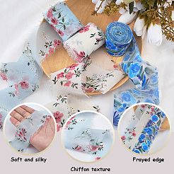 3 Rolls 3 Styles Flower Pattern Polyester Ribbon&nbsp;OCOR-CP0001-29