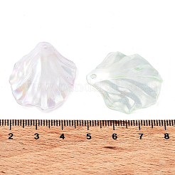 Abカラーメッキアクリル透明ペンダント  リーフチャーム  ミックスカラー  30x26x1.7mm  穴：1.5mm&nbsp;OACR-Z013-25A
