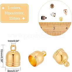 真鍮製コードエンドパーツ  ミックスカラー  10x8mm  5色  30個/カラー  150pc&nbsp;KK-FH0001-52-NF