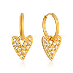 304 Stainless Steel Rhinestone Hoop Dangle Earrings for Women&nbsp;BD6871