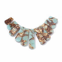 Assembled Bronzite and Synthetic Aqua Terra Jasper Beads Strands&nbsp;X-G-S326-005