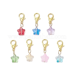 Glass Star Transparent Pendant Decorations&nbsp;HJEW-JM04020-02