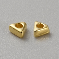 925スターリングシルバースペーサービーズ  三角形  18KGP本金メッキ  3.3x3.5x1.8mm  穴：1.2mm&nbsp;LS-STER-WH20007-02C-G
