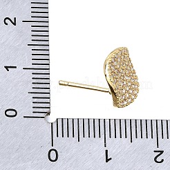 真鍮製マイクロパヴェキュービックジルコニアスタッドピアス金具（ループ付き）  オーバル  18KGP本金メッキ  11.5x11.5mm  穴：1.6mm  ピン：0.8mm&nbsp;CU-CBA1682-03G