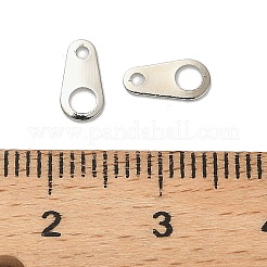 真鍮チェーン延長コネクター  鉛フリー＆カドミウムフリー  ティアドロップ  プラチナ  8x4x0.3mm  穴：1mmと2.2mm&nbsp;KK-R211-11P