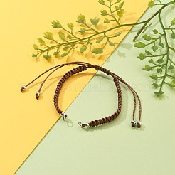 調節可能な編組ポリエステル糸ブレスレット作り  真鍮ビーズと304ステンレススチールの丸カン付き  ミックスカラー  5-5/8~11-1/4インチ（14.3~28.5cm）&nbsp;AJEW-JB00844