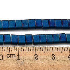電気メッキ磁気無し合成ヘマタイトビーズ連売り  長方形  マットなスタイル  2穴  ブルー  6x4x3mm  穴：1.2mm  約99個/連  15.55インチ（39.5cm）&nbsp;G-C106-B01-07B