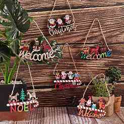 8Pcs 8 Style Christmas Decorative Wooden Door Sign&nbsp;FIND-SZ0005-74