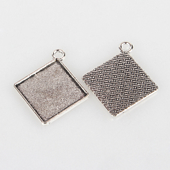 Vintage Tibetan Style Alloy Rhombus Pendant Cabochon Bezel Settings&nbsp;TIBEP-O006-59AS
