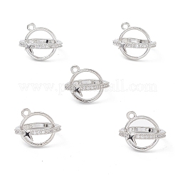 Rack Plating Brass Pave Clear Cubic Zirconia Bead Cage Pendants&nbsp;KK-G464-10P