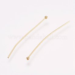 304ステンレススチールボールヘッドピン  DIYのビーズチャーム作りに  24KGP本金メッキ  40x0.7mm  21ゲージ  ヘッド：2mm&nbsp;X-STAS-R051-40mm-G