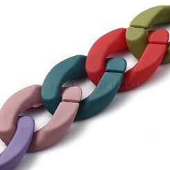 Spray Painted Acrylic Curb Chain for DIY Keychains&nbsp;HJEW-JM00400-05