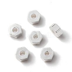 ラックメッキ真鍮製ビーズ  カドミウムフリー＆鉛フリー  長持ちメッキ  六角  銀  4x4.5x2mm  穴：1mm&nbsp;LS-KK-C020-07S