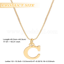 304ステンレススチールレターペンダントネックレス1個  女性用真鍮ベネチアンチェーンネックレス  鉛フリー＆ニッケルフリー＆カドミウムフリー  ゴールドカラー  文字C  17.91インチ（45.5cm）〜18.31インチ（46.5cm）  文字：1mm&nbsp;NJEW-LP0001-38C-G