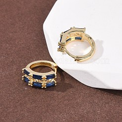 Rectangle Brass Micro Pave Cubic Zirconia Hoop Earrings&nbsp;EJEW-H178-03G