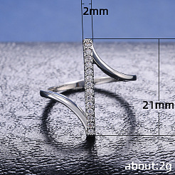 女性用真鍮マイクロパヴェクリアキュービックジルコニア指輪  幾何学的な  プラチナ  usサイズ5（15.7mm）&nbsp;WG82572-02
