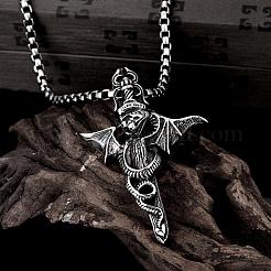 Rock Punk 316L Surgical Stainless Steel Skull Pendant Necklaces For Men&nbsp;NJEW-BB01295