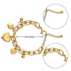 Stainless Steel Heart Charm Bracelets for Women&nbsp;BJEW-BB69676-I
