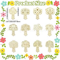 24Pcs 12 Styles Unfinished Wood Bouquet Cutouts&nbsp;WOOD-CJC0008-04-1