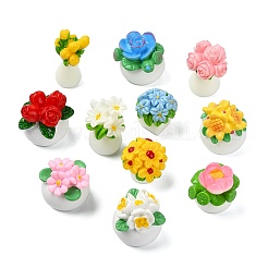 22 Pcs 11 Styles Resin Flower Ornaments&nbsp;DJEW-CJ0001-24