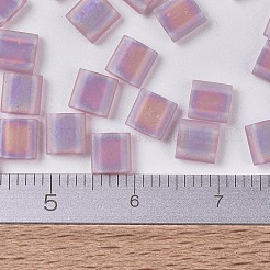 MIYUKIティラビーズ  日本製シードビーズ  2穴  （tl142fr）マット透明スモーキーアメジストab  5x5x1.9mm  穴：0.8mm  約1180個/100g&nbsp;SEED-J020-TL142FR
