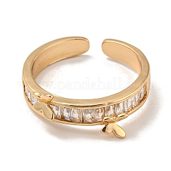 Brass with Cubic Zirconia Open Cuff Rings&nbsp;RJEW-B052-04G-02