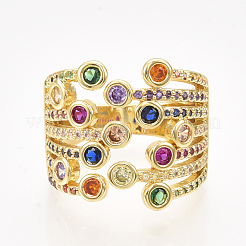 Brass Micro Pave Cubic Zirconia Cuff Rings&nbsp;RJEW-S044-047