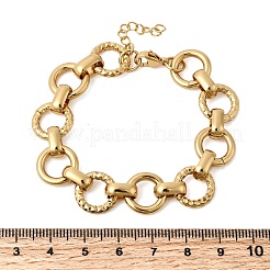女性用304ステンレススチールリンクチェーンブレスレット  リング  イオンプレーティング（ip）  ゴールドカラー  6.65インチ（16.9cm）&nbsp;BJEW-P388-02B-G