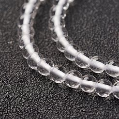 天然石クオーツクリスタルビーズ連売り  ロッククリスタルビーズ  ラウンド  3mm  穴：0.8mm  約127個/連  15.7インチ（40cm）&nbsp;X-G-G680-52