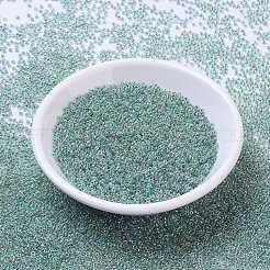 MIYUKIラウンドロカイユビーズ  日本製シードビーズ  （rr277)ライム裏打ちクリスタルab  11/0  2x1.3mm  穴：0.8mm  約1100PCS /ボトル  10 G /ボトル&nbsp;SEED-JP0008-RR0277