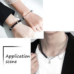 DIYジェムストーンブレスレット作成キット  アクリル＆ナチュラルブラックオニキス＆溶岩ロック＆真鍮ビーズを含む  弾性糸  ブラック&nbsp;DIY-CF0001-18