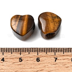 ナチュラルタイガーアイヨーロッパビーズ  ハートに大きな穴ビーズ  13x14.5~15x10.5~11mm  穴：5.5~5.6mm&nbsp;G-C269-01J