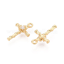 Brass Pave Clear Cubic Zirconia Pendants&nbsp;KK-T074-105G