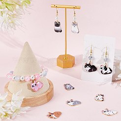 24本12スタイルアロイエナメルペンダント  カドミウムフリー＆ニッケルフリー＆鉛フリー  ゴールドカラー  猫のチャーム  ミックスカラー  22~25x16~24x2~3mm  穴：1.8mm  2個/スタイル&nbsp;ENAM-SC0003-53