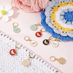 20Pcs 5 Colors Butterfly Alloy Enamel Locking Pendant Stitch Markers&nbsp;HJEW-SC00036