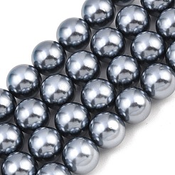 電気メッキガラスパールビーズ連売り  ラウンド  スムーズ  ライトグレー  14~14.5mm  穴：1~1.2mm  約29個/連  15.87''（40.3センチメートル）&nbsp;HY-F001-01