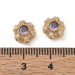シェグレース ブラス パヴェ キュービックジルコニア マルチ連リンク  花  カドミウムフリーと鉛フリー＆ニッケルフリー  18KGP本金メッキ  ライラック  8x5mm  穴：1.4mm&nbsp;XGRQ4H150-683G-C