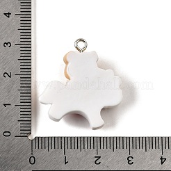樹脂チャーム  メリーゴーランド付きのクマ  プラチナ鉄ループ付き  ミックスカラー  27.5x25.5x8.5mm  穴：2mm&nbsp;CRES-D307-07P