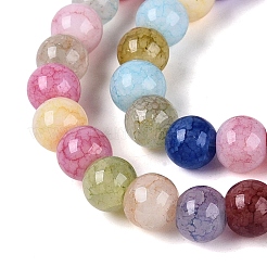 Ombre Effect Opaque & Imitation Jade Crackle Glass Beads Strands&nbsp;GLAA-Q106-01A-M