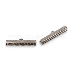 アイアン製カシメリボン止めエンドパーツ  プラチナ  8x35mm  穴：1mm&nbsp;E184Y