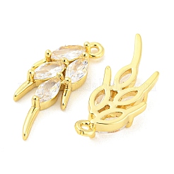 真鍮製マイクロパヴェキュービックジルコニアペンダント  カドミウムフリー＆ニッケルフリー＆鉛フリー  葉  18KGP本金メッキ  22.5x9x3.5mm  穴：1.2mm&nbsp;KK-A188-01G