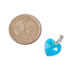 ガラスチャーム  真鍮パーツ  ハート  プラチナ  ミックスカラー  19x14x7mm  穴：5x4mm  9個/セット&nbsp;PALLOY-JF02756-02