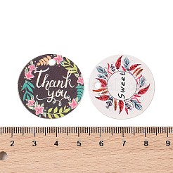 紙の花がプリントされたギフトタグ100個  ラウンド  ミックスカラー  3x0.04cm&nbsp;CDIS-H007-01