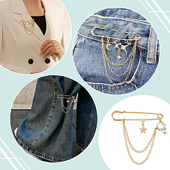 4Pcs Moon & Star Alloy Rhinestone Hanging Chain Brooch&nbsp;JEWB-FG0001-84B