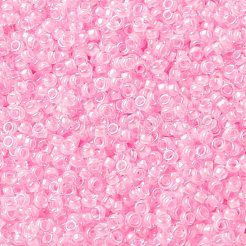 MIYUKIラウンドロカイユビーズ  日本製シードビーズ  （rr207)ピンク裏地クリスタル  15/0  1.5mm  穴：0.7mm  約5555PCS /ボトル  10 G /ボトル&nbsp;SEED-JP0010-RR0207