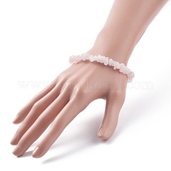 天然ローズクォーツチップビーズジュエリーセット  女性用ジェムストーンストレッチブレスレット＆ダングルピアス  プラチナ  35mm  ピン：0.5mm  内径：2-1/8インチ（55mm）&nbsp;SJEW-JS01232-06