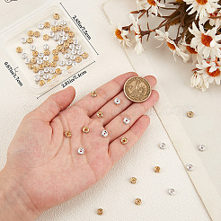 100Pcs 2 Colors Brass Rhinestone Spacer Beads&nbsp;KK-BBC0016-01