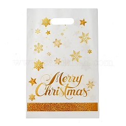 50Pcs Merry Christmas Snowflake Printed Transparent OPP Cellophane Packaging Bags with Die Cut Hole Handles&nbsp;ABAG-C013-02